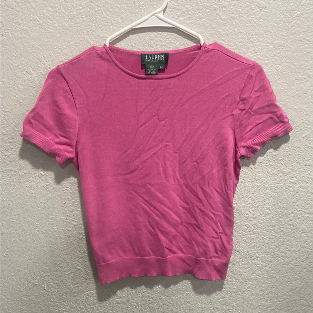 Ralph Lauren Pink Fitted Crop T-Shirt